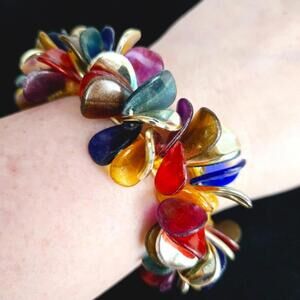 Vintage Colorful Chunky Oversized Cluster Bracelet
